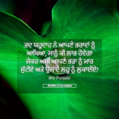 Picture 05 - ਪੈਦਾਇਸ਼ 37:26 PANIRV - ਤਦ ਯਹੂਦਾਹ ਨੇ ਆਪਣੇ - Bible Verse Picture