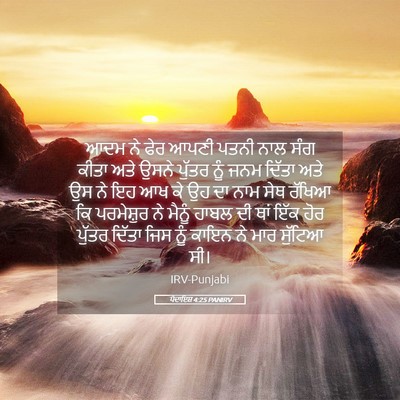 Picture 05 - ਪੈਦਾਇਸ਼ 4:25 PANIRV - ਆਦਮ ਨੇ ਫੇਰ ਆਪਣੀ - Bible Verse Picture