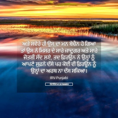 Picture 05 - ਪੈਦਾਇਸ਼ 41:8 PANIRV - ਅਤੇ ਸਵੇਰੇ ਹੀ ਉਸ ਦਾ - Bible Verse Picture