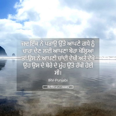 Picture 05 - ਪੈਦਾਇਸ਼ 42:27 PANIRV - ਜਦ ਇੱਕ ਨੇ ਪੜਾਉ ਉੱਤੇ - Bible Verse Picture