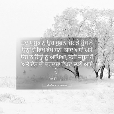 Picture 05 - ਪੈਦਾਇਸ਼ 42:9 PANIRV - ਤਦ ਯੂਸੁਫ਼ ਨੂੰ ਉਹ - Bible Verse Picture