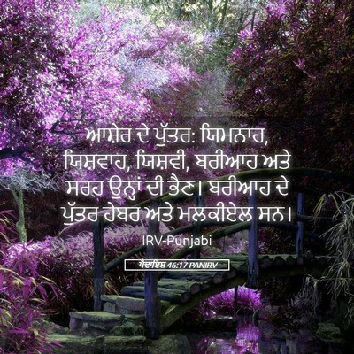 Picture 05 - ਪੈਦਾਇਸ਼ 46:17 PANIRV - ਆਸ਼ੇਰ ਦੇ ਪੁੱਤਰ: - Bible Verse Picture