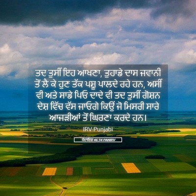 Picture 05 - ਪੈਦਾਇਸ਼ 46:34 PANIRV - ਤਦ ਤੁਸੀਂ ਇਹ ਆਖਣਾ, - Bible Verse Picture
