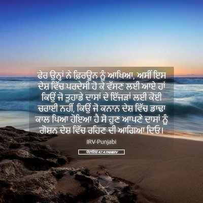 Picture 05 - ਪੈਦਾਇਸ਼ 47:4 PANIRV - ਫੇਰ ਉਨ੍ਹਾਂ ਨੇ - Bible Verse Picture