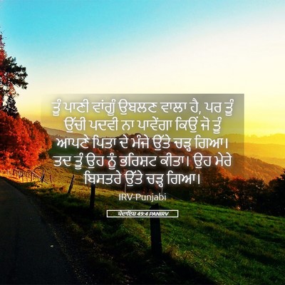 Picture 05 - ਪੈਦਾਇਸ਼ 49:4 PANIRV - ਤੂੰ ਪਾਣੀ ਵਾਂਗੂੰ - Bible Verse Picture