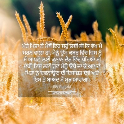 Picture 05 - ਪੈਦਾਇਸ਼ 50:5 PANIRV - ਮੇਰੇ ਪਿਤਾ ਨੇ ਮੈਥੋਂ - Bible Verse Picture