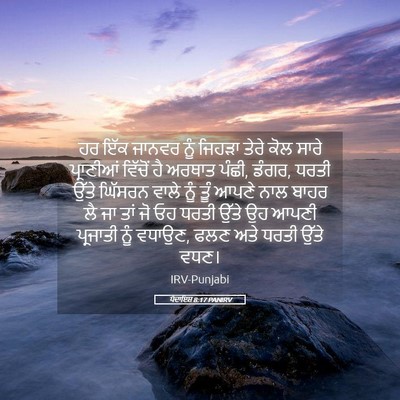 Picture 05 - ਪੈਦਾਇਸ਼ 8:17 PANIRV - ਹਰ ਇੱਕ ਜਾਨਵਰ ਨੂੰ - Bible Verse Picture