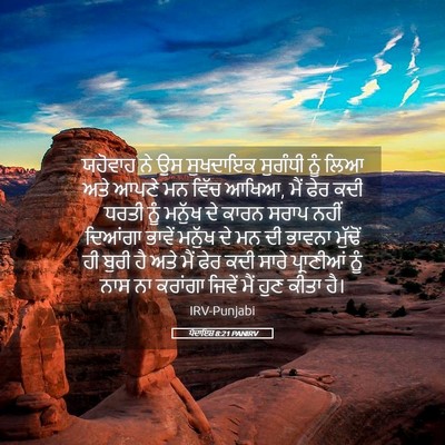 Picture 05 - ਪੈਦਾਇਸ਼ 8:21 PANIRV - ਯਹੋਵਾਹ ਨੇ ਉਸ - Bible Verse Picture