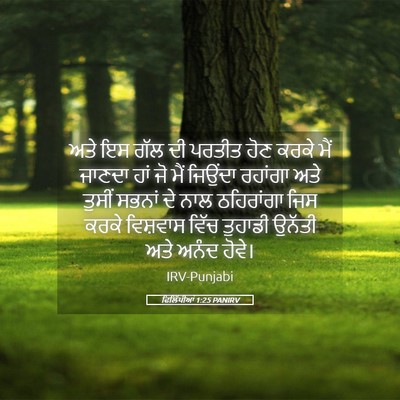 Picture 05 - ਫਿਲਿੱਪੀਆਂ 1:25 PANIRV - ਅਤੇ ਇਸ ਗੱਲ ਦੀ ਪਰਤੀਤ - Bible Verse Picture