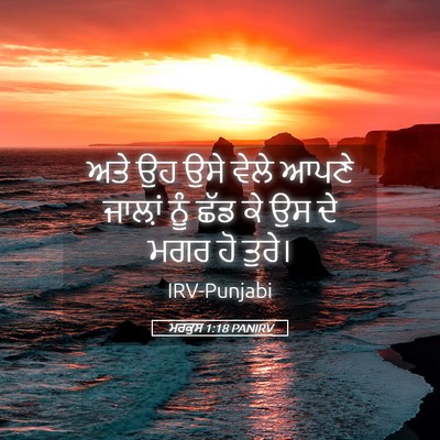 Picture 05 - ਮਰਕੁਸ 1:18 PANIRV - ਅਤੇ ਉਹ ਉਸੇ ਵੇਲੇ - Bible Verse Picture