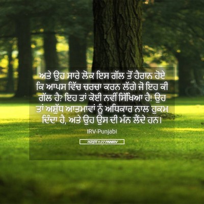 Picture 05 - ਮਰਕੁਸ 1:27 PANIRV - ਅਤੇ ਉਹ ਸਾਰੇ ਲੋਕ ਇਸ - Bible Verse Picture