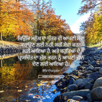 Picture 05 - ਮਰਕੁਸ 10:45 PANIRV - ਕਿਉਂਕਿ ਮਨੁੱਖ ਦਾ - Bible Verse Picture