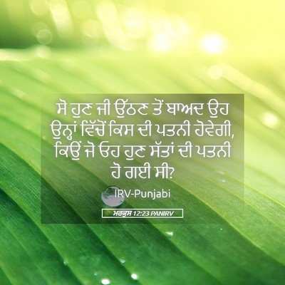 Picture 05 - ਮਰਕੁਸ 12:23 PANIRV - ਸੋ ਹੁਣ ਜੀ ਉੱਠਣ ਤੋਂ - Bible Verse Picture