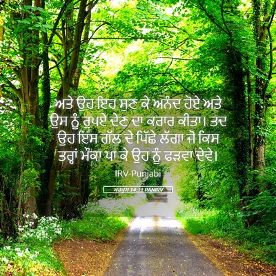 Picture 05 - ਮਰਕੁਸ 14:11 PANIRV - ਅਤੇ ਉਹ ਇਹ ਸੁਣ ਕੇ - Bible Verse Picture