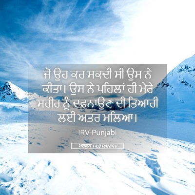 Picture 05 - ਮਰਕੁਸ 14:8 PANIRV - ਜੋ ਉਹ ਕਰ ਸਕਦੀ ਸੀ ਉਸ - Bible Verse Picture