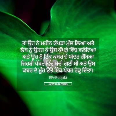 Picture 05 - ਮਰਕੁਸ 15:46 PANIRV - ਤਾਂ ਉਹ ਨੇ ਮਹੀਨ - Bible Verse Picture