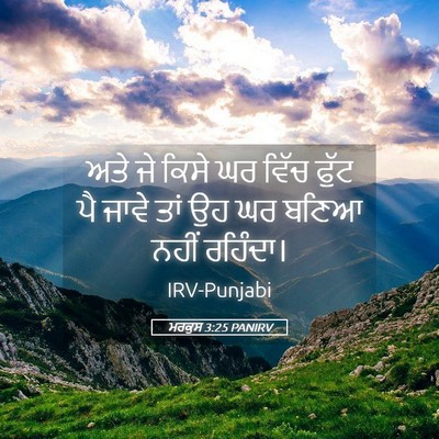 Picture 05 - ਮਰਕੁਸ 3:25 PANIRV - ਅਤੇ ਜੇ ਕਿਸੇ ਘਰ ਵਿੱਚ - Bible Verse Picture