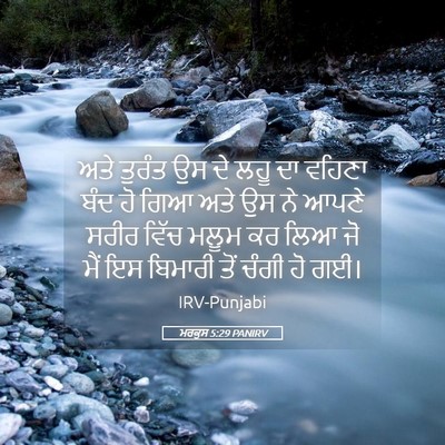 Picture 05 - ਮਰਕੁਸ 5:29 PANIRV - ਅਤੇ ਤੁਰੰਤ ਉਸ ਦੇ ਲਹੂ - Bible Verse Picture