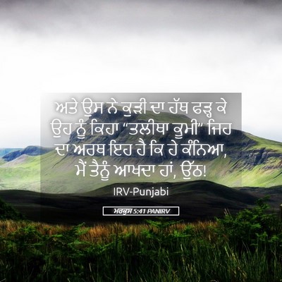 Picture 05 - ਮਰਕੁਸ 5:41 PANIRV - ਅਤੇ ਉਸ ਨੇ ਕੁੜੀ ਦਾ - Bible Verse Picture