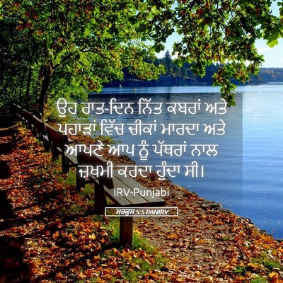 Picture 05 - ਮਰਕੁਸ 5:5 PANIRV - ਉਹ ਰਾਤ-ਦਿਨ ਨਿੱਤ - Bible Verse Picture