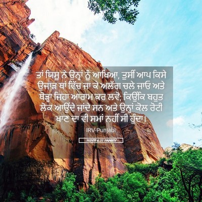 Picture 05 - ਮਰਕੁਸ 6:31 PANIRV - ਤਾਂ ਯਿਸੂ ਨੇ ਉਨ੍ਹਾਂ - Bible Verse Picture