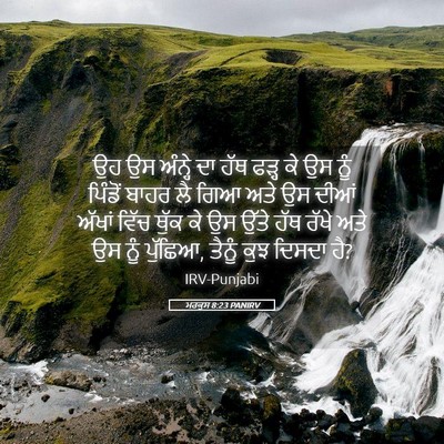 Picture 05 - ਮਰਕੁਸ 8:23 PANIRV - ਉਹ ਉਸ ਅੰਨ੍ਹੇ ਦਾ ਹੱਥ - Bible Verse Picture