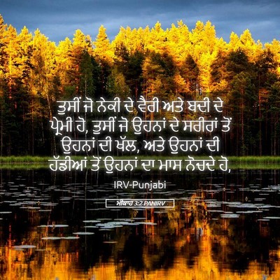 Picture 05 - ਮੀਕਾਹ 3:2 PANIRV - ਤੁਸੀਂ ਜੋ ਨੇਕੀ ਦੇ - Bible Verse Picture