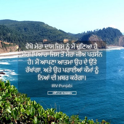 Picture 05 - ਮੱਤੀ 12:18 PANIRV - ਵੇਖੋ ਮੇਰਾ ਦਾਸ ਜਿਸ - Bible Verse Picture