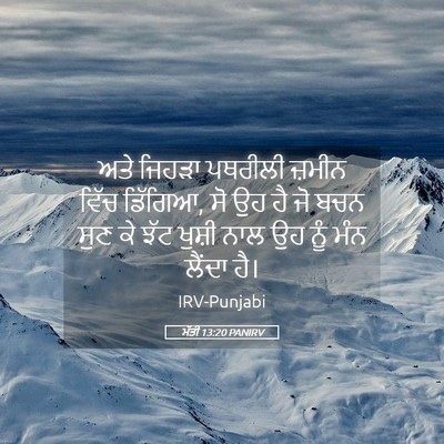 Picture 05 - ਮੱਤੀ 13:20 PANIRV - ਅਤੇ ਜਿਹੜਾ ਪਥਰੀਲੀ - Bible Verse Picture