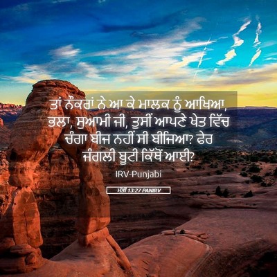 Picture 05 - ਮੱਤੀ 13:27 PANIRV - ਤਾਂ ਨੌਕਰਾਂ ਨੇ ਆ ਕੇ - Bible Verse Picture