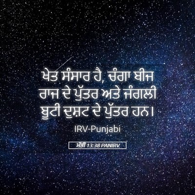 Picture 05 - ਮੱਤੀ 13:38 PANIRV - ਖੇਤ ਸੰਸਾਰ ਹੈ, ਚੰਗਾ - Bible Verse Picture