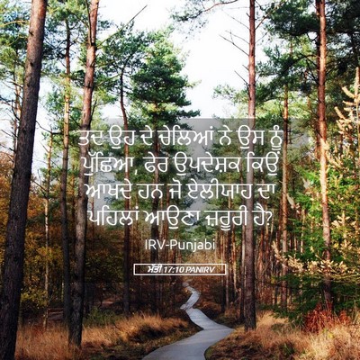 Picture 05 - ਮੱਤੀ 17:10 PANIRV - ਤਦ ਉਹ ਦੇ ਚੇਲਿਆਂ ਨੇ - Bible Verse Picture