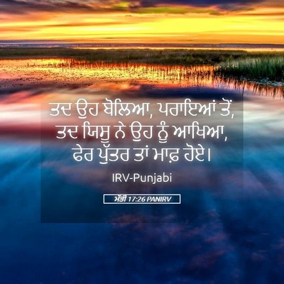 Picture 05 - ਮੱਤੀ 17:26 PANIRV - ਤਦ ਉਹ ਬੋਲਿਆ, ਪਰਾਇਆਂ - Bible Verse Picture