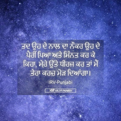 Picture 05 - ਮੱਤੀ 18:29 PANIRV - ਤਦ ਉਹ ਦੇ ਨਾਲ ਦਾ - Bible Verse Picture