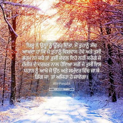 Picture 05 - ਮੱਤੀ 21:21 PANIRV - ਯਿਸੂ ਨੇ ਉਨ੍ਹਾਂ ਨੂੰ - Bible Verse Picture