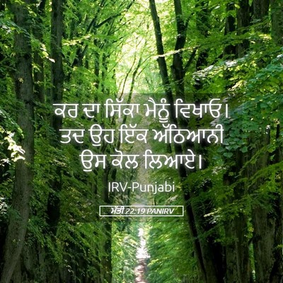 Picture 05 - ਮੱਤੀ 22:19 PANIRV - ਕਰ ਦਾ ਸਿੱਕਾ ਮੈਨੂੰ - Bible Verse Picture