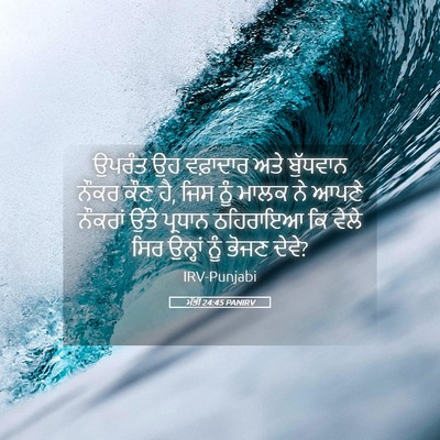 Picture 05 - ਮੱਤੀ 24:45 PANIRV - ਉਪਰੰਤ ਉਹ ਵਫ਼ਾਦਾਰ - Bible Verse Picture
