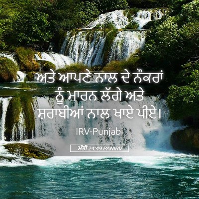 Picture 05 - ਮੱਤੀ 24:49 PANIRV - ਅਤੇ ਆਪਣੇ ਨਾਲ ਦੇ - Bible Verse Picture