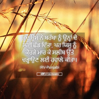 Picture 05 - ਮੱਤੀ 27:26 PANIRV - ਤਦ ਉਸ ਨੇ ਬਰੱਬਾ ਨੂੰ - Bible Verse Picture