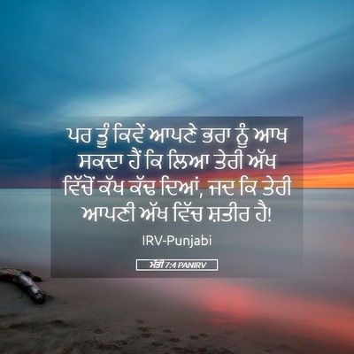 Picture 05 - ਮੱਤੀ 7:4 PANIRV - ਪਰ ਤੂੰ ਕਿਵੇਂ ਆਪਣੇ - Bible Verse Picture