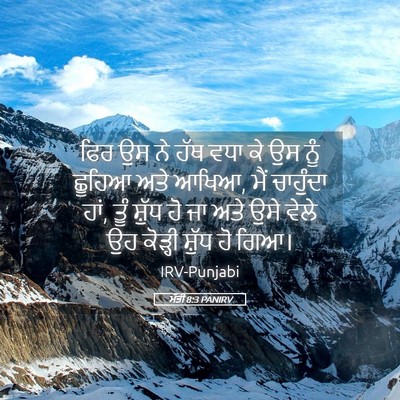 Picture 05 - ਮੱਤੀ 8:3 PANIRV - ਫਿਰ ਉਸ ਨੇ ਹੱਥ ਵਧਾ - Bible Verse Picture