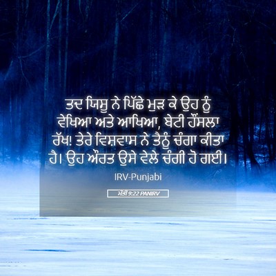 Picture 05 - ਮੱਤੀ 9:22 PANIRV - ਤਦ ਯਿਸੂ ਨੇ ਪਿੱਛੇ - Bible Verse Picture
