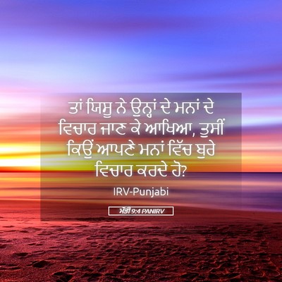 Picture 05 - ਮੱਤੀ 9:4 PANIRV - ਤਾਂ ਯਿਸੂ ਨੇ ਉਨ੍ਹਾਂ - Bible Verse Picture