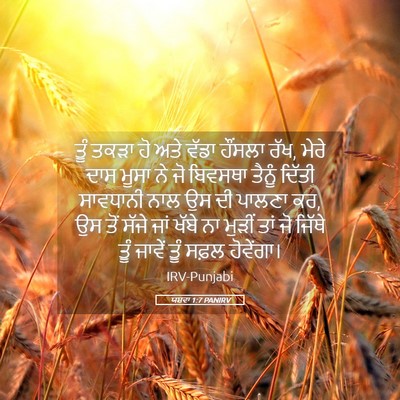 Picture 05 - ਯਸ਼ਵਾ 1:7 PANIRV - ਤੂੰ ਤਕੜਾ ਹੋ ਅਤੇ - Bible Verse Picture