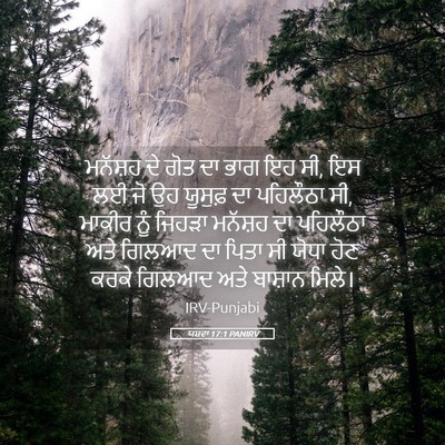 Picture 05 - ਯਸ਼ਵਾ 17:1 PANIRV - ਮਨੱਸ਼ਹ ਦੇ ਗੋਤ ਦਾ - Bible Verse Picture
