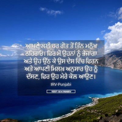 Picture 05 - ਯਸ਼ਵਾ 18:4 PANIRV - ਆਪਣੇ ਲਈ ਹਰ ਗੋਤ ਤੋਂ - Bible Verse Picture