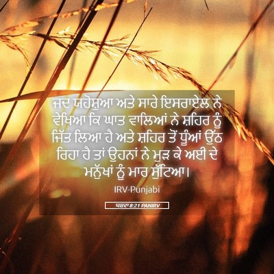 Picture 05 - ਯਸ਼ਵਾ 8:21 PANIRV - ਜਦ ਯਹੋਸ਼ੁਆ ਅਤੇ - Bible Verse Picture
