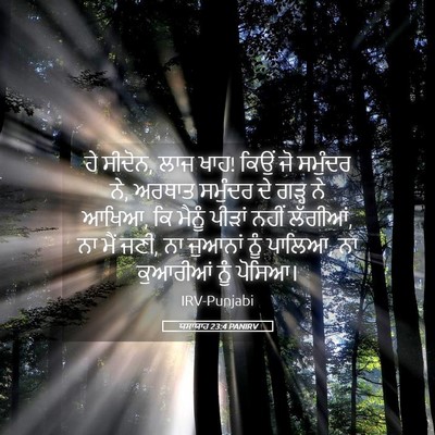 Picture 05 - ਯਸਾਯਾਹ 23:4 PANIRV - ਹੇ ਸੀਦੋਨ, ਲਾਜ ਖਾਹ! - Bible Verse Picture