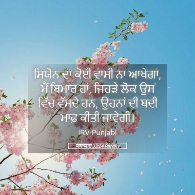 Picture 05 - ਯਸਾਯਾਹ 33:24 PANIRV - ਸਿਯੋਨ ਦਾ ਕੋਈ ਵਾਸੀ - Bible Verse Picture
