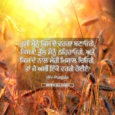 Picture 05 - ਯਸਾਯਾਹ 46:5 PANIRV - ਤੁਸੀਂ ਮੈਨੂੰ ਕਿਸ ਦੇ - Bible Verse Picture